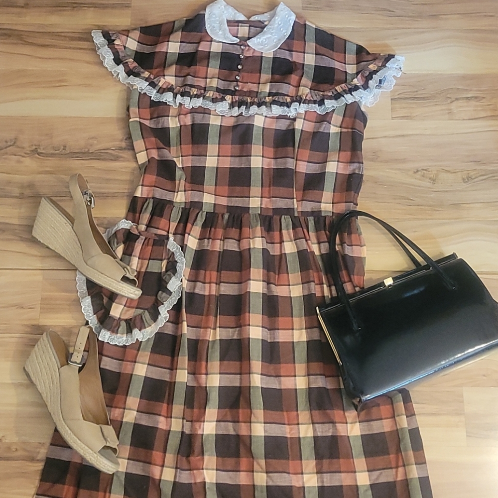 1940s Plaid Day Dress S
